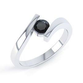 Combinations Onyx Platinum plated Silver Round Stacking Ring