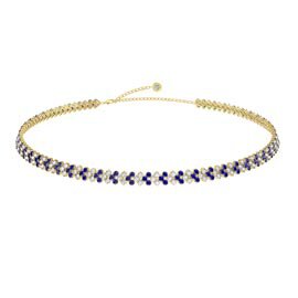 Eternity 20ct Sapphire and Moissanite Three Row 18ct Gold Vermeil Adjustable Choker Tennis Necklace