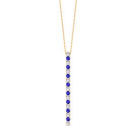 Eternity Blue and Moissanite 18ct Gold Vermeil Line Drop Pendant Necklace