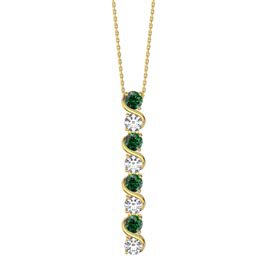 Infinity Emerald CZ and Moissanite 18ct Gold Vermeil S Bar Pendant Necklace