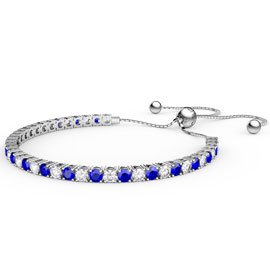 Eternity Sapphire CZ Rhodium plated Silver Fiji Friendship Tennis Bracelet
