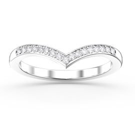 Unity Wishbone Moissanite Platinum plated Silver Promise Ring