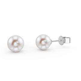 Venus Freshwater Pearl Platinum plated Silver Stud Earrings 6.0 to 6.5mm