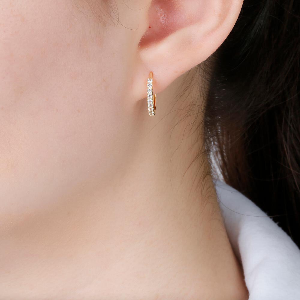 Lab Diamond 9ct Yellow Gold Hoop Earrings Small #2
