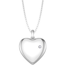 Charmisma Moissanite Platinum plated Silver Heart Locket