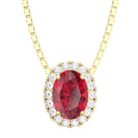 Eternity Ruby Halo 18ct Gold Vermeil Oval Pendant