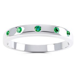Unity Emerald Platinum plated Silver Promise Ring Band