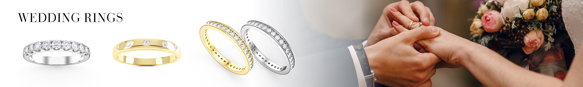 Wedding Rings - From White Sapphire set in Silver to Diamonds set in 18ct Gold or Platinum.