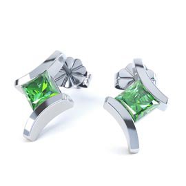 Combinations Chrome Diopside Square 18ct White Gold Earrings