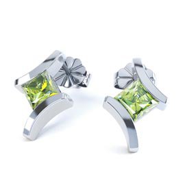 Combinations Peridot Square 18ct White Gold Earrings