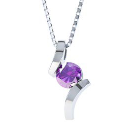 Combinations Amethyst Round Platinum plated Silver Pendant