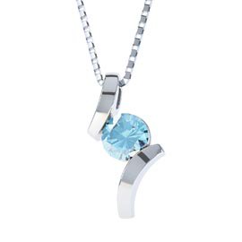 Combinations Swiss Blue Topaz Round Platinum plated Silver Pendant