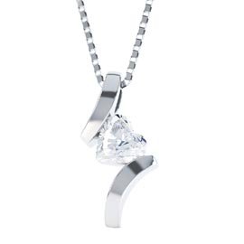 Combinations White Sapphire Heart Platinum plated Silver Pendant
