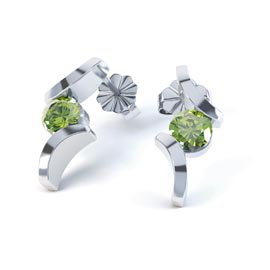 Combinations Peridot Round 18ct White Gold Earrings