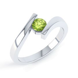 Combinations Peridot Platinum plated Silver Round Stacking Ring