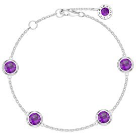 Amethyst By the Yard Platinum plated Silver Bracelet