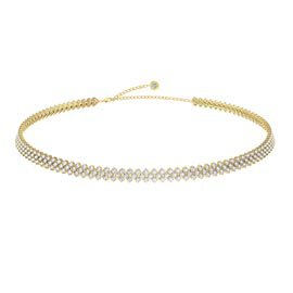 Eternity Three Row White Sapphire 18ct Gold Vermeil Adjustable Choker Tennis Necklace