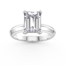 Unity 3ct Emerald Cut Lab Diamond 9ct White Gold Engagement Ring