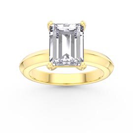 Unity 3ct Emerald Cut Lab Diamond 9ct Yellow Gold Engagement Ring