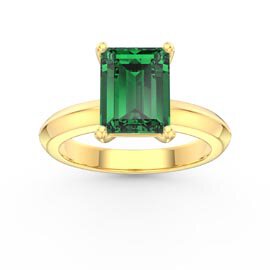Unity 3ct Emerald Cut Emerald Solitaire 9ct Yellow Gold Proposal Ring