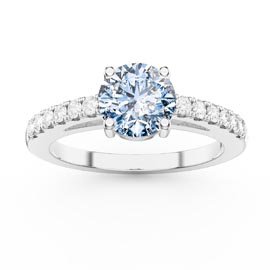 1ct Aquamarine Lab Diamond Pave 9ct White Gold Engagement Ring