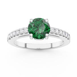 Unity 1ct Emerald Diamond Pave 18ct White Gold Engagement Ring