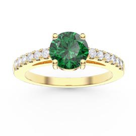 Unity 1ct Emerald Moissanite Pave 9ct Yellow Gold Proposal Ring