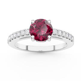 Unity 1ct Ruby Moissanite Pave 9ct White Gold Proposal Ring
