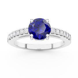 Unity 1ct Blue Sapphire Moissanite Pave 9ct White Gold Proposal Ring