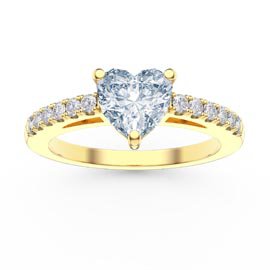 Unity 1ct Heart Aquamarine Moissanite Pave 18ct Yellow Gold Engagement Ring