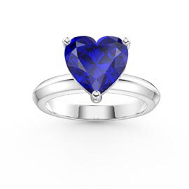 Unity 2ct Heart Blue Sapphire Solitaire 18ct White Gold Proposal Ring