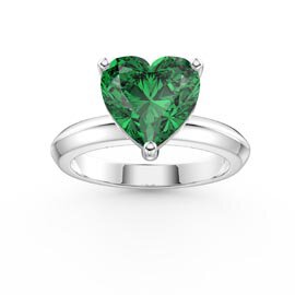 Unity 2ct Heart Emerald Solitaire Platinum Plated Silver Promise Ring