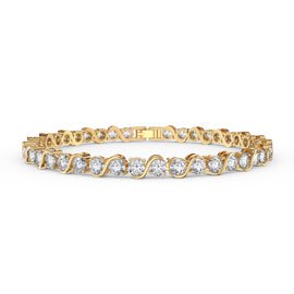 Infinity Diamond CZ 18ct Gold plated S Bar Silver Tennis Bracelet