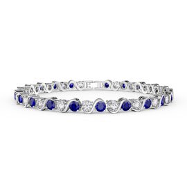Infinity Lab Grown Sapphire and Diamond 9ct White Gold S Bar Tennis Bracelet
