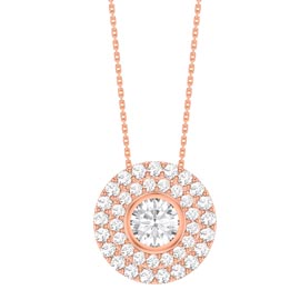Infinity White Sapphire Solitaire and Halo 18ct Rose Gold Vermeil Pendant Max Set