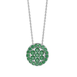Infinity Emerald Pave and Halo Platinum plated Silver Pendant Set