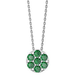 Infinity Pave Emerald Halo Platinum plated Silver Pendant