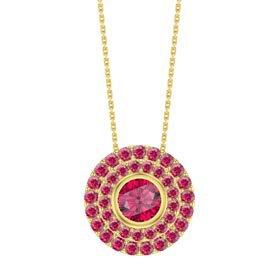 Infinity Ruby Solitaire and Halo 18ct Gold Vermeil Pendant Max Set