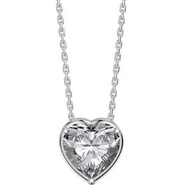 Infinity 1ct Heart Solitaire White Sapphire Platinum plated Silver Pendant
