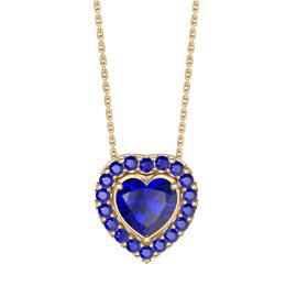 Infinity Heart Sapphire Solitaire and Halo 18ct Gold Vermeil Pendant Set