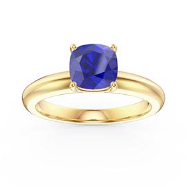 Unity 1ct Blue Sapphire Cushion cut Solitaire 18ct Yellow Gold Proposal Ring
