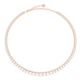 Eternity 30ct Diamond CZ 18ct Rose Gold plated Silver Graduated Tennis Necklace