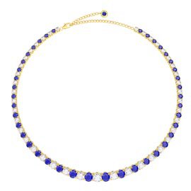 Eternity 30ct Sapphire and Diamond CZ 18ct plated Silver Graduated Tennis Necklace