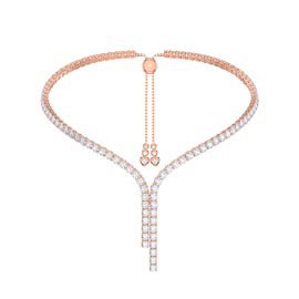 Eternity Asymmetric Drop White Sapphire 18ct Rose Gold Vermeil Tennis Necklace