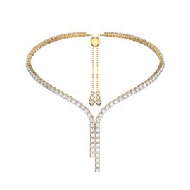 Eternity Asymmetric Drop Diamond CZ 18ct Gold plated Silver Tennis Necklace