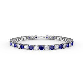 Eternity 10ct Blue Sapphire and Moissanite Platinum plated Silver Tennis Bracelet