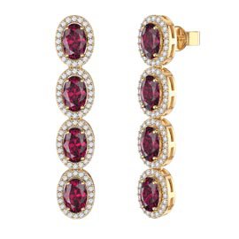 Eternity 4ct Ruby and White Sapphire Oval Halo 18ct Gold Vermeil Drop Earrings