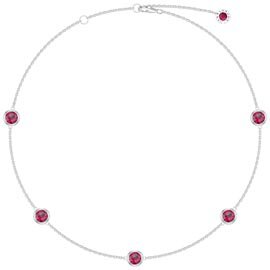 Ruby By the Yard Platinum plated Silver Choker Necklace