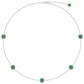 Emerald By the Yard Platinum plated Silver Choker Necklace