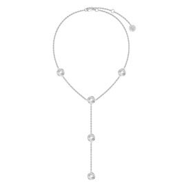 White Sapphire By the Yard Platinum plated Silver Lariat Necklace